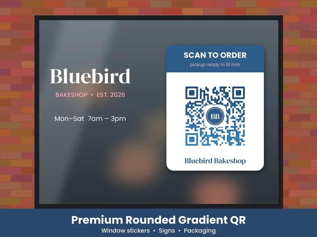 Premium Rounded Gradient QR sample mockup (sample brand)